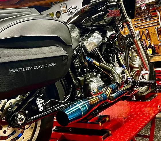 harley davidson exhaust bigshot blue