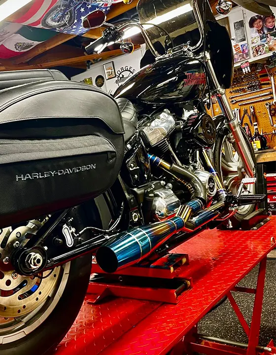 harley davidson exhaust bigshot blue